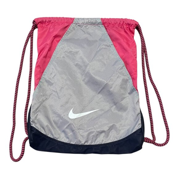 Nike Drawstring Gym Sack Backpack – Pink/Gray Reflective Swoosh - Picture 1 of 5